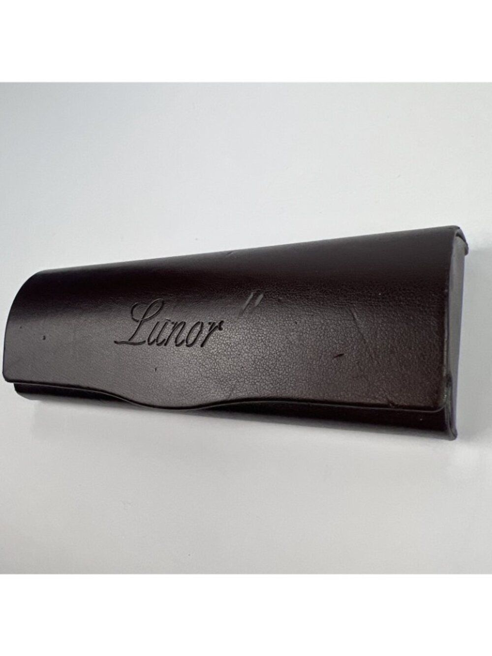 Lunor Eyeglass Case Brown Slim Hard Case Snap Closure - Picture 2 of 4